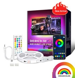 Dream color tv strip light 40key bluetooth smart app controle sincronização com música rgb led fita de fundo lâmpada para casa party2349258