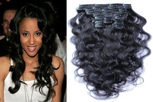 brazilian virgin hair clip in extension 100g 8pcs human hair brazilian Body Wave curly virgin hair clip ins8140452