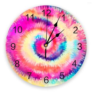 Relógios de parede espiral tie-dye pigmento relógio design moderno sala de estar decoração cozinha arte relógio decoração de casa