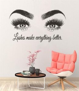 Aangepaste tekst schoonheidssalon muurtattoo wenkbrauwen Maky Up muursticker wimpers verlenging muurposters Lash Bar decor AZ491 2103089177385