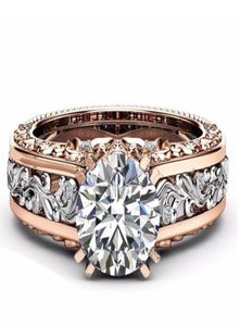 WholeGold Filled Luxury Jewelry 14KT WhiteRose Gold Round Cut Big Multi Color Topaz CZ Diamond Pave Party Women Wedding Band3194722