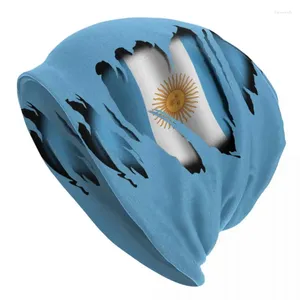 Berets Argentina Rasgado Bandeira Tatuagem Skullies Beanies Caps Streetwear Inverno Quente Chapéu de Malha Unissex Adulto Argentino Orgulhoso Bonnet Chapéus