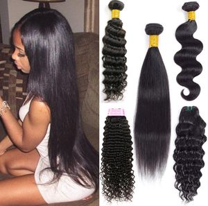 Grad 8a Malaysian Straight Body Wave Human Hair Weaves 34 Bunds Brazilian Kinky Curly Deep Water Wave Cheap Remy Human Hair Ex9125654