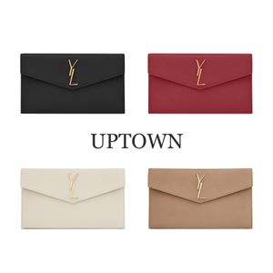 Uptown Caviar Envelope Purses Clutch Bags Plånböcker Lyxig riktig läderflik Cross Body Tote Designer Väskor Kvinnor Krokodilmönster axelhandväskor Män resväska