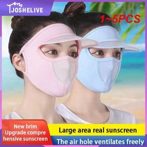 Bandanas 1-5PCS Summer Sunscreen Silk Mask UV Protection Face Cover Veil with Brim Outdoor Cycling Sun Hats