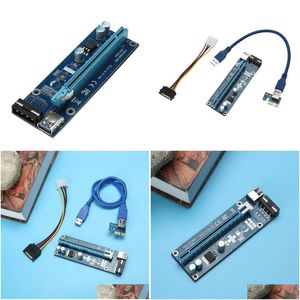 Conectores de cabos de computador 30cm / 60cm USB 3.0 Pcie Express Adapter Card para Bit Coin Mining Cord Fio 1X To16X Extender Riser Sata Powe Otmfp