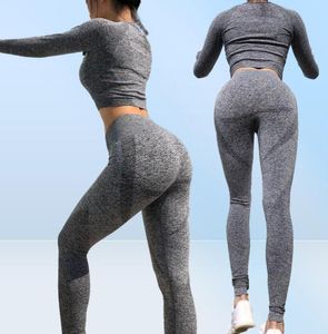 Abbigliamento da palestra senza cuciture Set da yoga per palestra da donna Set da allenamento per fitness Top da yoga e leggings atletici da donna039s Completo di abbigliamento sportivo9104439