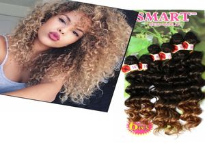 250G Kinky Curly Tress Hair Ombre Brownpurple Sew in Hair Extensons Syntetyczne wyplatanie włosów Warkocz głębokie Wave W Bu2833501