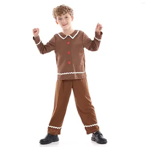 Комплекты одежды, детский рождественский костюм пряничного человечка, детские топы и брюки, костюм для косплея для мальчиков