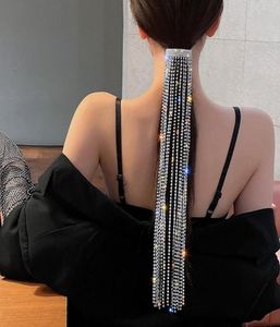 Fyuan brilho completo strass grampos de cabelo para mulheres bijoux longo borla cristal acessórios para o cabelo casamento banquete jóias 2206301246518