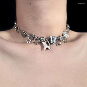 Choker Star Chain Halsband Y2K smycklegering Material Perfekt gåva för kvinnliga flickvänner