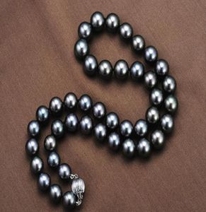 Real Fine Pearl Jewelry 18quot95105MM TAHITIAN NATURAL BLACK PEARL NECKLACE PERFECT ROUND6651915