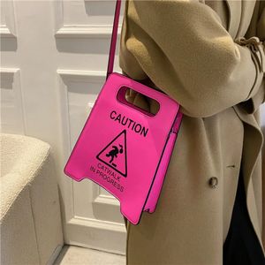 Novelty Stop Sign Purse Tote Pu Leather Handbags Women Fashion Caution Catwalk in Progress Crossbody Bag Messenger Purses 240102