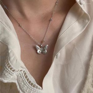 Chains VENTFILLE 925 Sterling Silver Butterfly Zircon Necklace For Women Girl Design Korean Trend Jewelrye Gift Drop