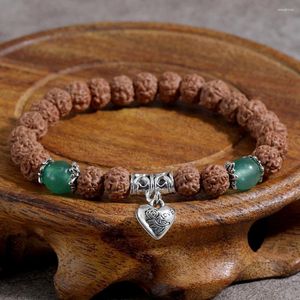 Strand OAIITE Buddhist Bodhi Bracelet For Men Natural Green DongLing Beaded Love Pendant Women Rudraksha Prayer