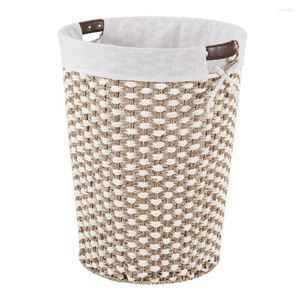 Laundry Bags Braided Seagrass Hamper Natural And White Seaweed Paper Cotton Polyester Fibers