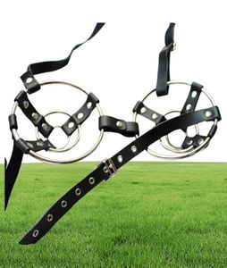 Ny design sexig bröst bondage växel läder sele bh justerbar black metal stud stil bdsm fetisch sex leksak dräkt b04020164036562