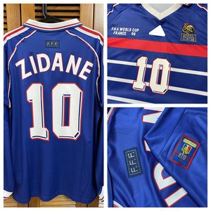 Vintage classic retro Fr wc final 98 Shirt Jersey Long Sleeves Zidane Henry Football Custom Name Number Patches Sponsor