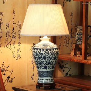 Tischlampen im antiken Stil, traditionelles blaues und weißes Porzellan, Keramik, für Nachttisch, Arbeitszimmer, Wohnzimmer, Regal