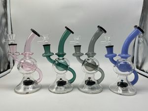 7.5inch Bong Glass Hookah 4Colors Percolator Recycler 14mm Joint With Bowl