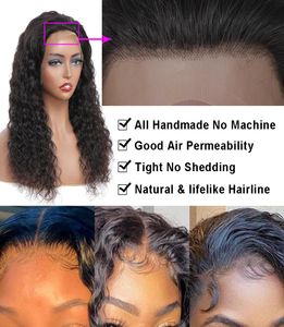 Mänskligt hår spets stängning front peruk remy rak kropp djup vattenvåg kinky lockig glueless pre plockad med frontala pannband peruker f6570286