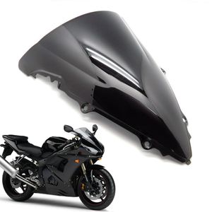 دراجة نارية صافية سوداء مزدوجة الزجاج الأمامي الزجاج الأمامي ABS لـ Yamaha YZF R6 2003-2005 YZF-R6S 2006-2009