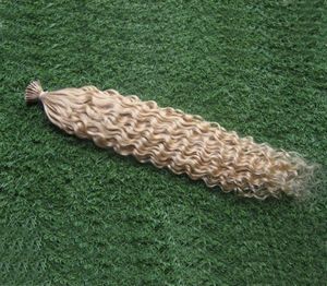 613 Blond Virgin Hair Mongolian Kinky Curly Hair Itip Hair Extensions 100gstrands Förbundna förlängningar Curly3439520