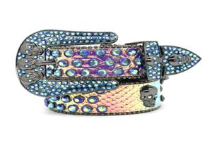 Weistband skullbelt for Man Designer Billns Women Shiny Diamond Hip Hop Black Blue White Blue Multicolour with Bling Rhinestones as 6656949