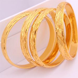 1 peça pulseira esculpida grossa 18k ouro amarelo preenchido clássico casamento feminino pulseira dia 60mm 10mm joias inteiras164i