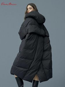 S- 7XL Cappotto invernale oversize in piumino d'anatra caldo Donna Piumino lungo lungo con cappuccio Stile con cappuccio Parka caldo spesso F192 Misura 110 kg 231229