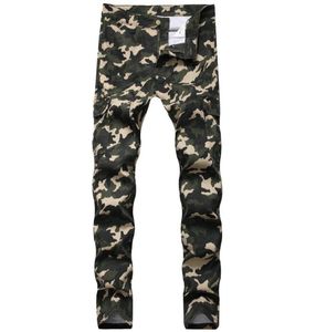 Starbrand Camoflage Mens dżinsy armia zielone mężczyźni dżinsowe spodnie chude ołówkowe spodnie zamek błyskawiczne codzienne spodnie1383370