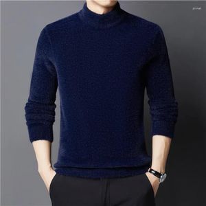 Men's Sweaters Winter Woolen Sweater Mink Thickened Velvet Padded Bottoming Shirt Half Turtleneck Thermal