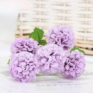 Decorative Flowers Simulation Table Tennis Chrysanthemum Bouquet Restaurant Decoration Silk Fake Green Plants Artificial Purple Red Flower