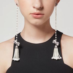 Dangle Earrings Bulk Price Delicate Crystal Bowknot Simulated Pearl Tassel Long 2024 Fashion Jewelry For Women