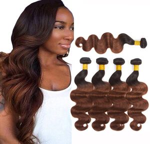 Ombre Body Wave 1B 33 Unprocessed Brazilian Remy Virgin Human Hair 3 or 4 Bundles Long Weave Extensions Natural Black to Light Au3990743