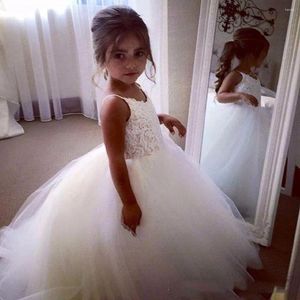 Mädchenkleider Langarmkleid Prinzessin Blumenmädchen Applikationen Spitze Atemberaubendes süßes Erstkommunionkleid Weiß