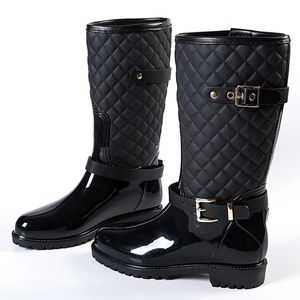 fashion quality water rain shoes warm women's plaidlady rain boots in the rain boots ladys rainboots women boots shoes 240102