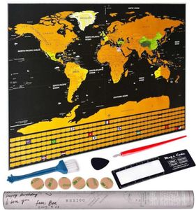 Deluxe Apagar Mapa de Viagem Mundial Raspe para Quarto Home Office Decoração Adesivos de Parede 2107265971326