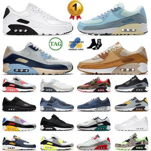 2024 Platform Låg 90 Rinnande skor Airmaxics 90 -tal Max Big Size Black White Light Blue Void Caramel Infrared Air Cool Gray Fog Bred Sneakers Trainers Mens Women Shoes