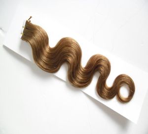 Tejp i maskin tillverkade remy mänskliga hårförlängningar 100 remy mänskligt hår 100g40 st kropp våg brasiliansk tejp hår9573701