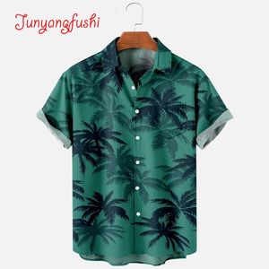 Men's Fashion Summer Tshirt Hawaii 3D Printing Comfortable Casual One Button Shirt Short Sleeve Beach Plus Size Polo Neck 240102