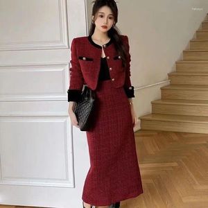 Zweiteiliges Kleid UNXX Vielseitiges und praktisches French-Chic-Kurzjacken-Set mit hoch tailliertem Tweed-Rock-Set für Damen Herbst 2024 Ankunft