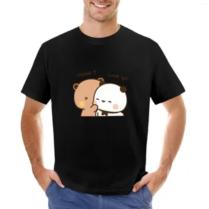 Mäns T-skjortor Panda Bear Bubu Dudu älskar dig T-shirt plus storlek Black Mens Cotton