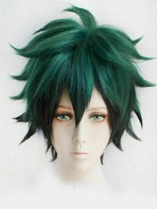 Novo herói academia izuku midoriya deku curto verde preto híbrido cosplay peruca5483193