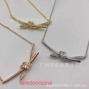 High Quality Tifannissm Stainless Steel Designer Necklace Jewellery Home Knot womens Sterling Silver 18K Gold Cross Bow clavicle chain ai
