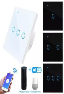 Wi -Fi Smart Light Switch 유리 패널 터치 스위치 Alexa Google Home Smart Wall Switch 10A 90250V 전화 앱 타이머 F18100677과 호환됩니다.