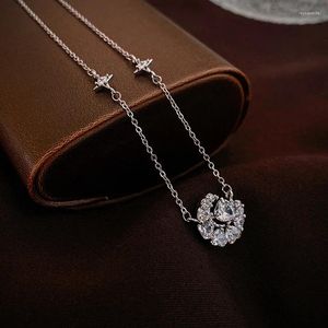 Pendanthalsband Rhinestone Zircon Star Moon Love Halsband ClaVicle Chain for Women