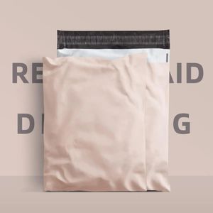 Apricot Color 50Pcslots Mailer Courier Bag EcoFriendly Biodegradable Express Bags Self Seal Waterproof Clothes Pouch 240102