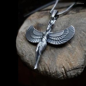 Pendant Necklaces Vintage Men's High Quality Zinc Alloy Ancient Egypt Winged Goddess Punk Unisex Necklace Party Jewelry Gift