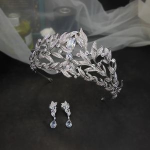 3a kubik zirkon tiara zirkonia krona brud kronor bröllop hår smycken cz coroa novia bijoux cheveux bröllop hår tillbehör 240102